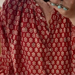 Doen Jane blouse in red block print